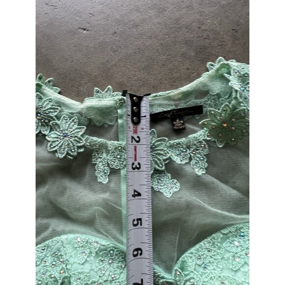 Vintage City Triangles Long Green Mint Dress Prom White Stones Women’s Sz 3 - Picture 13 of 16